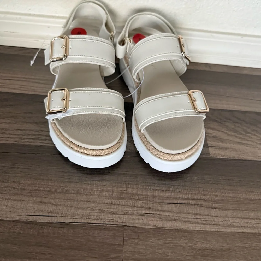 Madden Girl Kids Cream Sandals with Gold Buckles